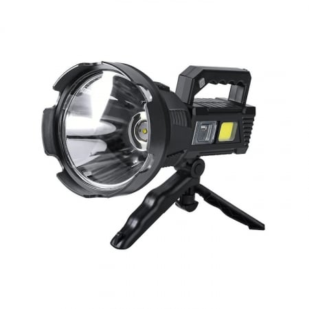 Iluminat & electrice - Lanterna Multifunctionala cu Trepied VarioShop®, 4 Moduri De Iluminat, COB 90, Reincarcabila, Incarcare USB, Indicator baterie, Negru