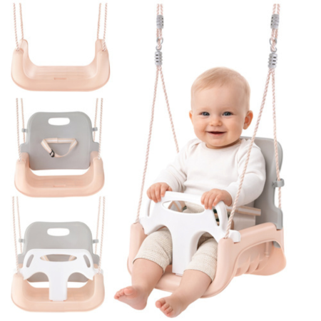 Leagane copii - Leagan copii 3 in 1 VarioShop®, cu spatar si protectie detasabila, franghii reglabile, interior exterior, siguranta certificata, max 30 kg