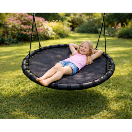 Jucarii de exterior - Leagan copii tip cuib VarioShop®, diametru 100 cm, reglabil pe inaltime, rezistent 150 kg, franghii groase 10 mm, pentru exterior