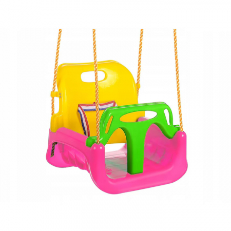 Leagane copii - Leagan pentru Copii 3 in 1 de Exterior si Interior VarioShop®, Bara Protectie Detasabila, Centura Siguranta, Inele Prindere, Franghie Ajustabila 1.8 m, Spatar Detasabil, Functie Anti Rasturnare, 43 x
