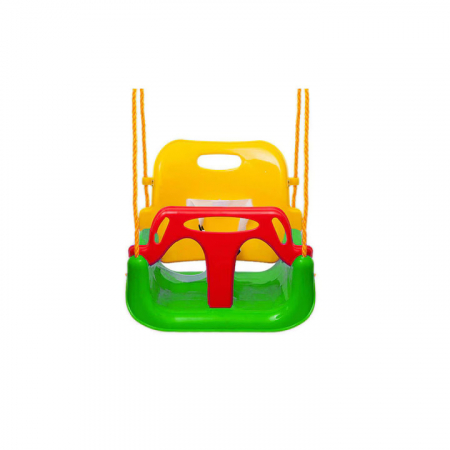 Leagane copii - Leagan pentru Copii 3 in 1 de Exterior si Interior VarioShop®, Bara Protectie Detasabila, Centura Siguranta, Inele Prindere, Franghie Ajustabila 1.8 m, Spatar Detasabil, Functie Anti Rasturnare, 43 x
