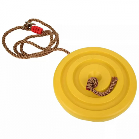 Leagan pentru copii din plastic VarioShop®, Rotund, Fara Spatar, Stabil si Usor, Franghie Inclusa, Rezistent 75 kg, Dimensiuni 27 x 4 cm, Galben [9]
