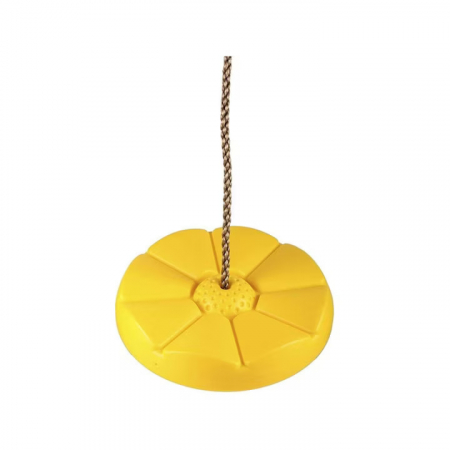 Leagan pentru copii din plastic VarioShop®, Rotund, Fara Spatar, Stabil si Usor, Franghie Inclusa, Rezistent 75 kg, Dimensiuni 27 x 4 cm, Galben [5]