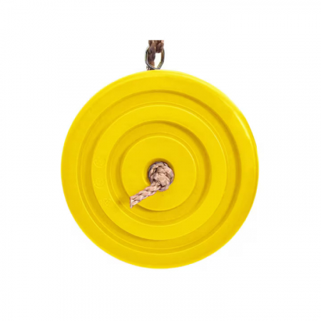 Leagan pentru copii din plastic VarioShop®, Rotund, Fara Spatar, Stabil si Usor, Franghie Inclusa, Rezistent 75 kg, Dimensiuni 27 x 4 cm, Galben [2]