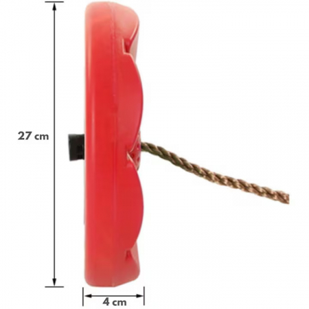 Leagan pentru copii din plastic VarioShop®, Rotund, Fara Spatar, Stabil si Usor, Franghie Inclusa, Rezistent 75 kg, Dimensiuni 27 x 4 cm, Rosu [8]