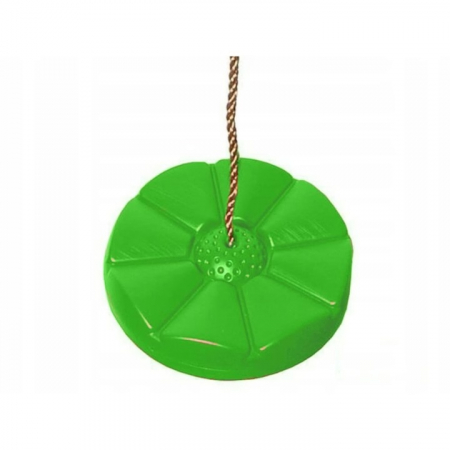 Leagan pentru copii din plastic VarioShop®, Rotund, Fara Spatar, Stabil si Usor, Franghie Inclusa, Rezistent 75 kg, Dimensiuni 27 x 4 cm, Verde [3]