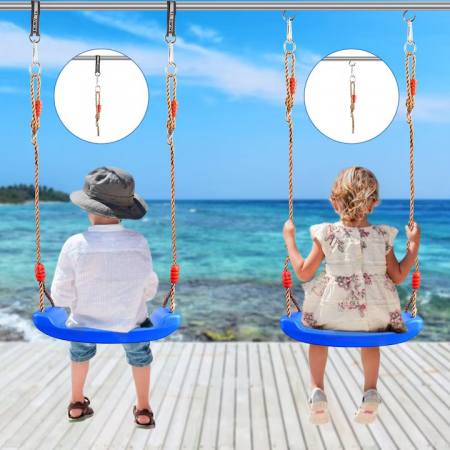 Leagan pentru copii Varioshop din plastic rezistent, cu franghii reglabile 175 cm si elemente de prindere, suporta pana la 50 kg, 43 x 16, 5 cm, Albastru [7]