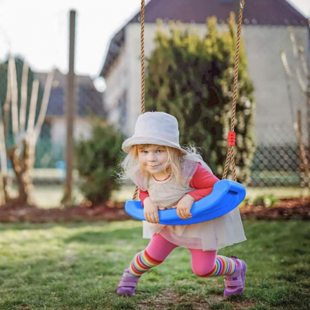 Leagan pentru copii Varioshop din plastic rezistent, cu franghii reglabile 175 cm si elemente de prindere, suporta pana la 50 kg, 43 x 16, 5 cm, Albastru [11]