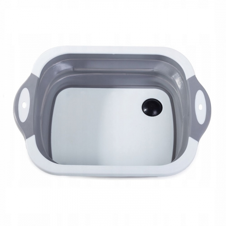 Lighean pliabil multifunctional VarioShop®, tocator, sistem de scurgere, capacitate 5 L, compact, silicon, 40 x 20 cm, Gri [15]