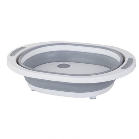 Lighean pliabil multifunctional VarioShop®, tocator, sistem de scurgere, capacitate 5 L, compact, silicon, dimensiune 40 x 15 x 32 cm, Gri/Alb [7]