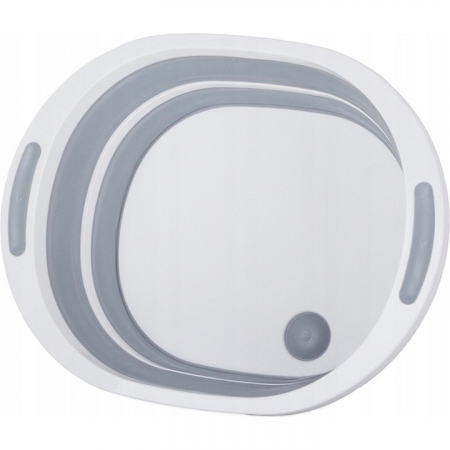 Lighean pliabil multifunctional VarioShop®, tocator, sistem de scurgere, capacitate 5 L, compact, silicon, dimensiune 40 x 15 x 32 cm, Gri/Alb [9]