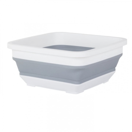 Lighean pliabil VarioShop®, capacitate 6 L, multifunctional, compact, silicon, potrivit pentru excursii, drumetii, 32 x 14 x 32 cm, Gri/Alb [5]