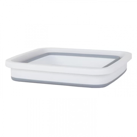 Lighean pliabil VarioShop®, capacitate 6 L, multifunctional, compact, silicon, potrivit pentru excursii, drumetii, 32 x 14 x 32 cm, Gri/Alb [4]