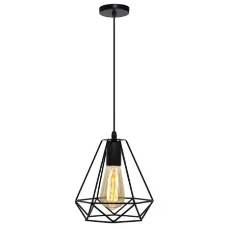 Iluminat & Decor - Lustra suspendata VarioShop®, pendul tip loft cu abajur din sarma metalica, soclu E27, inaltime reglabila 30–115 cm, instalare usoara, negru