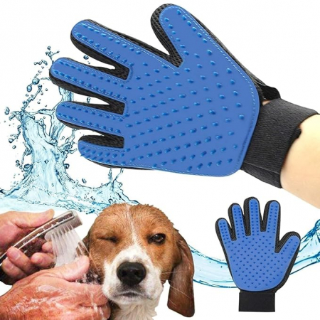 Manusa perie, VarioShop®, 2 bucati, pentru periaj si masaj, pentru caini si pisici, albastra [13]