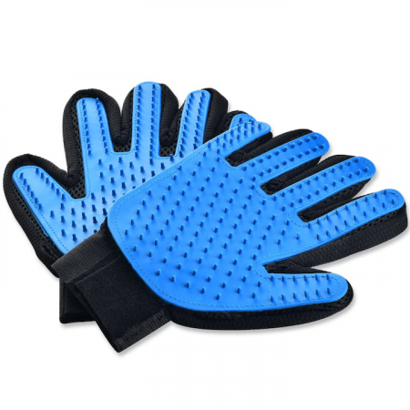 Manusa perie, VarioShop®, 2 bucati, pentru periaj si masaj, pentru caini si pisici, albastra [14]