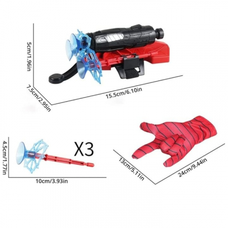 Manusa Spiderman pentru copii VarioShop®, lansator si 3 sageti cu ventuze, material textil, 15.5 x 7.5 x 5.5 cm [7]