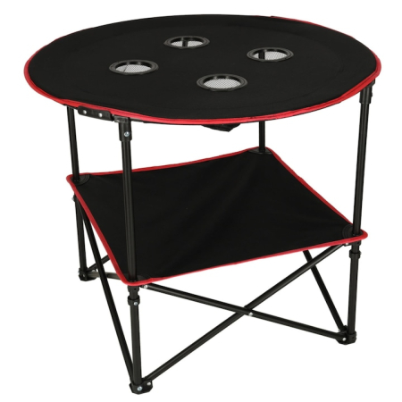 Sport & Travel - Masa pentru camping pliabila VarioShop®, pentru drumetii, picnic, gratar, portabila, capacitate portanta mare, anti-alunecare, 63 x 51 cm, material panza/aluminiu, Negru