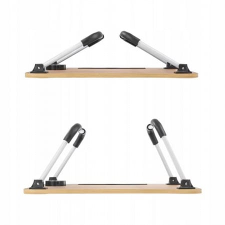 Masa Pliabila MultiFunctionala VarioShop®, Pentru Laptop sau Mic-Dejun la Pat, Suport pentru Tableta/Telefon/Pahar, Dimensiune 28 x 60 x 40cm, Bej [12]