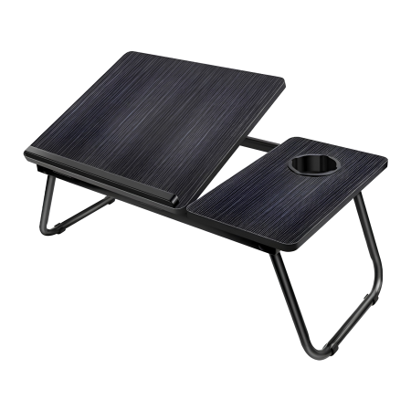 Masa pliabila pentru laptop VarioShop®, multifunctionala, pentru lucru si studiu, blat reglabil 5 pozitii, suport pahar, picioare antiderapante, 56x33 cm, negru