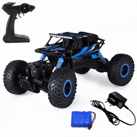 Masina cu Telecomanda VarioShop® pentru Aventuri Off-Road 4x4, Controlata de la Distanta, Rezistenta la Apa si Impact, cu Design Modern, Albastra, Lungime de 27 cm, Ideala pentru copii