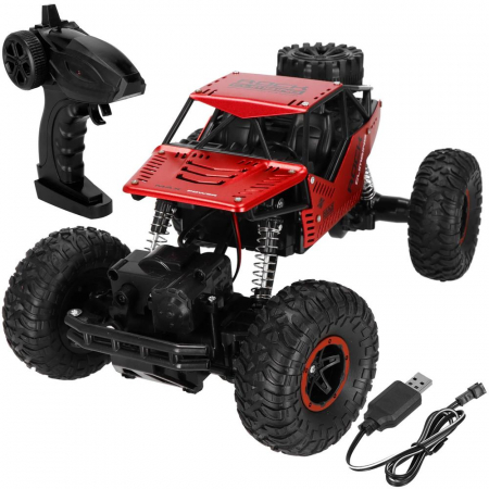 Masinute - Masina Monster Truck Off-Road VarioShop®, 4×4, telecomanda, 26x14x17cm, rosu si negru