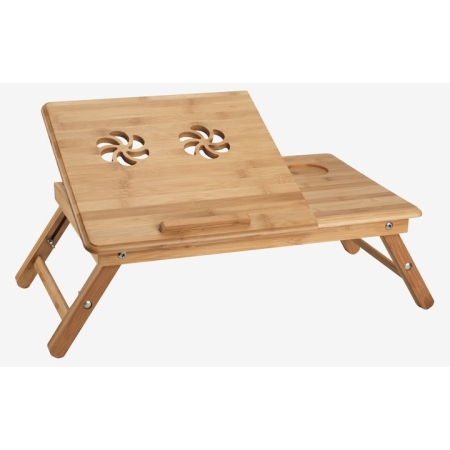 Laptopuri si accesorii - Masuta reglabila pentru laptop din lemn de bambus VarioShop®, suport de pat cu sertar, racire naturala si picioare pliabile, ideala pentru lucru, studii si relaxare, 50 x 30 cm, Bej
