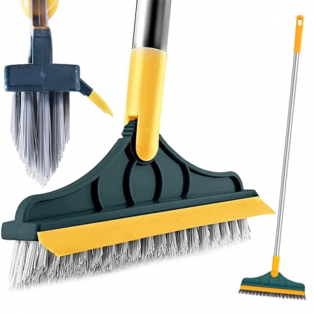 Matura/Perie multifunctionala cu peri duri din nailon VarioShop®, Pentru podele, gresie, faianta, marmura, sticla, colturi de baie, Echipata cu racleta pentru geam sau podele, Varf reglabil 120 grade
