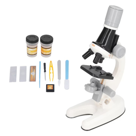 Jucarii, Copii & Bebe - Microscop stiintific pentru copii VarioShop®, iluminare LED, cap rotativ, trei tipuri de marire, inaltime reglabila, lampa pentru iluminat, set complet cu accesorii
