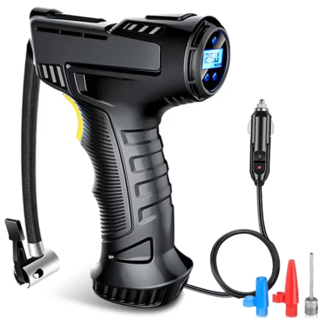 Auto & Moto - Mini Compresor Auto Portabil Tip Pistol VarioShop®, Cablu 2.8 m, 10 BAR / 150 PSI, Display Digital, Lampa LED