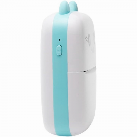 Mini imprimanta termica VarioShop®, cu 15 role hartie termica, 5 carioci, Bluetooth, Compatibil iOS/Android, Imprimare APP, 1200 mAh, model pisicuta cu urechiuse albastre, 11x8x4 cm Alb/albastru [15]