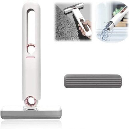 Mini Mop Portabil VarioShop®, pentru Curatarea Suprafetelor si a Geamurilor, Sistem de Storcere a Buretelui, Usor de Folosit, pentru Casa, Birou, Rotativ, Dimensiune 29 x 14.5 cm, Alb [28]