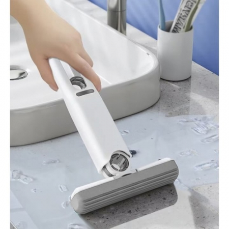 Mini Mop Portabil VarioShop®, pentru Curatarea Suprafetelor si a Geamurilor, Sistem de Storcere a Buretelui, Usor de Folosit, pentru Casa, Birou, Rotativ, Dimensiune 29 x 14.5 cm, Alb [12]