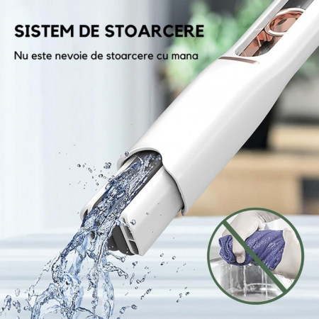 Mini Mop Portabil VarioShop®, pentru Curatarea Suprafetelor si a Geamurilor, Sistem de Storcere a Buretelui, Usor de Folosit, pentru Casa, Birou, Rotativ, Dimensiune 29 x 14.5 cm, Alb [4]