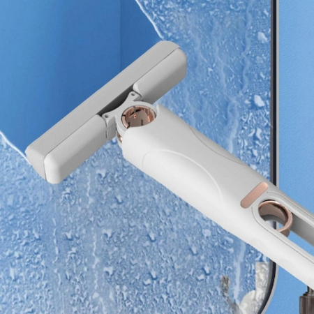 Mini Mop Portabil VarioShop®, pentru Curatarea Suprafetelor si a Geamurilor, Sistem de Storcere a Buretelui, Usor de Folosit, pentru Casa, Birou, Rotativ, Dimensiune 29 x 14.5 cm, Alb [21]