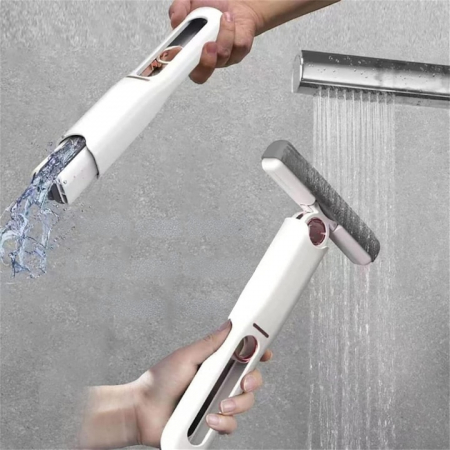 Mini Mop Portabil VarioShop®, pentru Curatarea Suprafetelor si a Geamurilor, Sistem de Storcere a Buretelui, Usor de Folosit, pentru Casa, Birou, Rotativ, Dimensiune 29 x 14.5 cm, Alb [20]