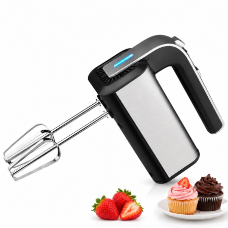 Mixer de mana VarioShop®, 300W, pentru prajituri, creme si aluat, 5 viteze, functie Turbo, accesorii incluse, argintiu