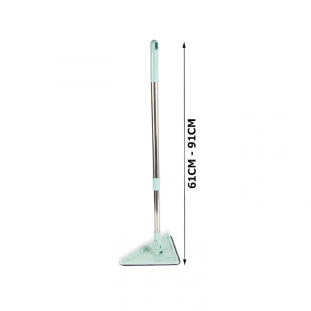 Mop cu Cap Triunghiular VarioShop®, Pliabil, Rotire 360 de Grade, Laveta Microfibra, Prevazut cu Racleta, Maner Reglabil 61 - 91cm, Verde [19]