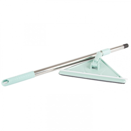Mop cu Cap Triunghiular VarioShop®, Pliabil, Rotire 360 de Grade, Laveta Microfibra, Prevazut cu Racleta, Maner Reglabil 61 - 91cm, Verde [14]