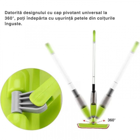 Mop Plat cu Pulverizator si Rezervor VarioShop®, Laveta Microfibra, Potrivit pentru Toate Tipurile de Suprafete, Capacitate Rezervor 1 L, Verde [4]