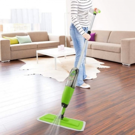 Mop Plat cu Pulverizator si Rezervor VarioShop®, Laveta Microfibra, Potrivit pentru Toate Tipurile de Suprafete, Capacitate Rezervor 1 L, Verde [1]