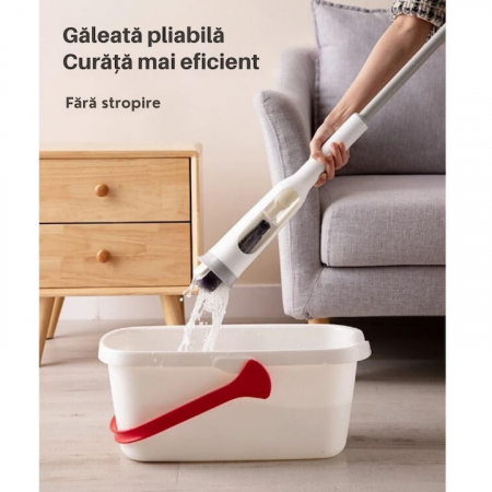Mop Rotativ VarioShop®, Maner Reglabil, Curatenie Eficienta, Design Ergonomic, Potrivit pentru toate Tipurile de Pardoseli, 126 x 32 cm, Alb [9]