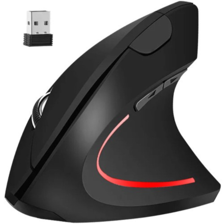 Electronice & Gadgeturi - Mouse Vertical Wireless Ergonomic VarioShop®, 6 Butoane, Receptor USB Nano, Raza 10m, Compatibil cu Toate Sistemele de Operare, Design Antistres pentru Incheietura