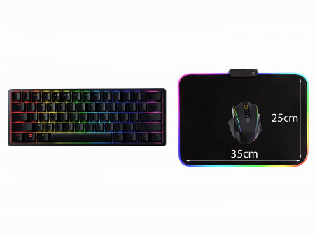 Mousepad de gaming VarioShop® cu iluminare LED, Confectionat din material flexibil, antiaderent si rezistent la umiditate, 4 module de iluminat, 7 culori, Cablu de aprox. 180 cm, Calitate premium, Dim [14]