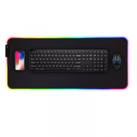 Mousepad de gaming VarioShop® cu iluminare LED, Confectionat din material flexibil, antiaderent si rezistent la umiditate, 4 module de iluminat, 7 culori, Cablu de aprox. 180 cm, Calitate premium, Dim [11]