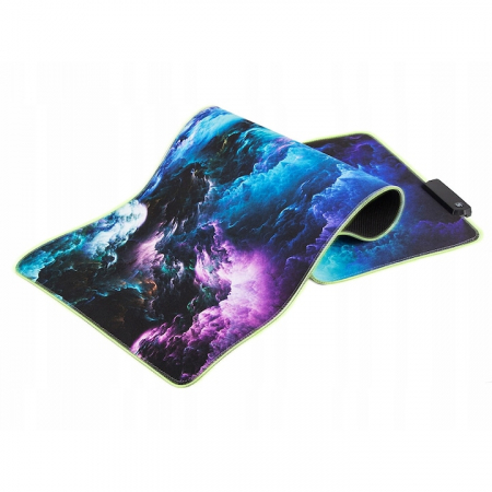 Mousepad de gaming VarioShop® cu iluminare LED, Confectionat din material flexibil, antiaderent si rezistent la umiditate, 4 module de iluminat, 7 culori, Calitate premium, Dimensiuni 80 x 30 x 0.3 cm [9]