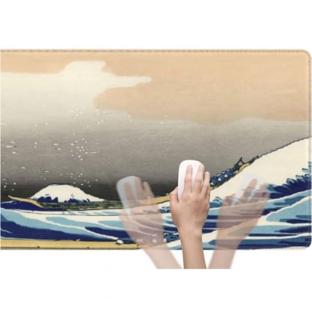 MousePad Gaming Profesional VarioShop®, Cauciucat, Anti-Derapant, Cusaturi Anti-Rupere, Viteza de Alunecare Marita, Model Tsunami, 80x30cm [18]