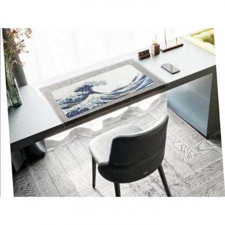 MousePad Gaming Profesional VarioShop®, Cauciucat, Anti-Derapant, Cusaturi Anti-Rupere, Viteza de Alunecare Marita, Model Tsunami, 80x30cm [16]