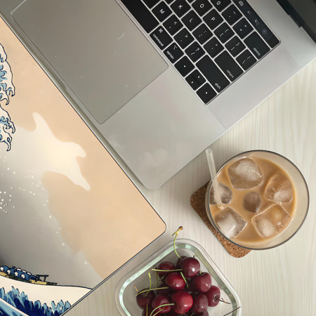 MousePad Gaming Profesional VarioShop®, Cauciucat, Anti-Derapant, Cusaturi Anti-Rupere, Viteza de Alunecare Marita, Model Tsunami, 90x40cm [10]