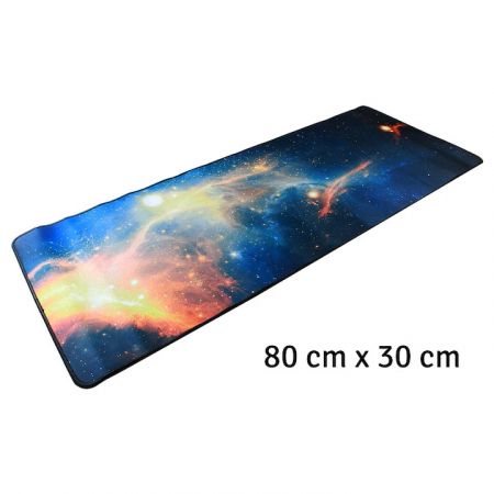 Mousepad Mare Cauciucat VarioShop®, Pentru Gaming, Birou, Office, Antiderapant, Rezistent la Apa, Cusaturi Anti-Rupere, model Cosmos, dimenisune 80 x 30 cm, Multicolor [2]